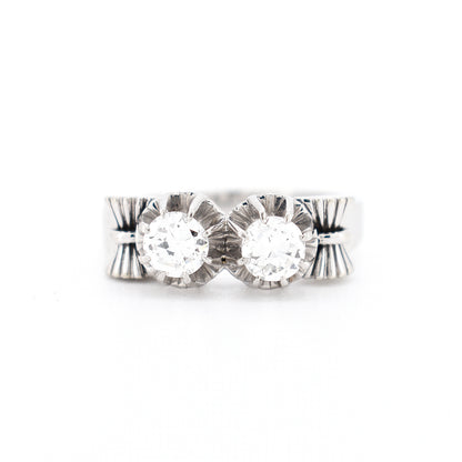 bague toi et moi rétro deux diamants