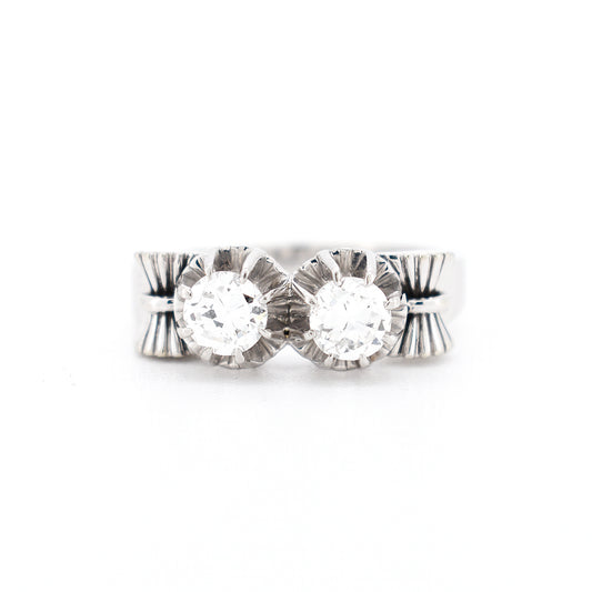 bague toi et moi rétro deux diamants