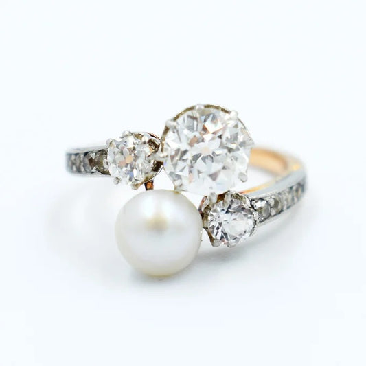 bague toi et moi or perle diamant