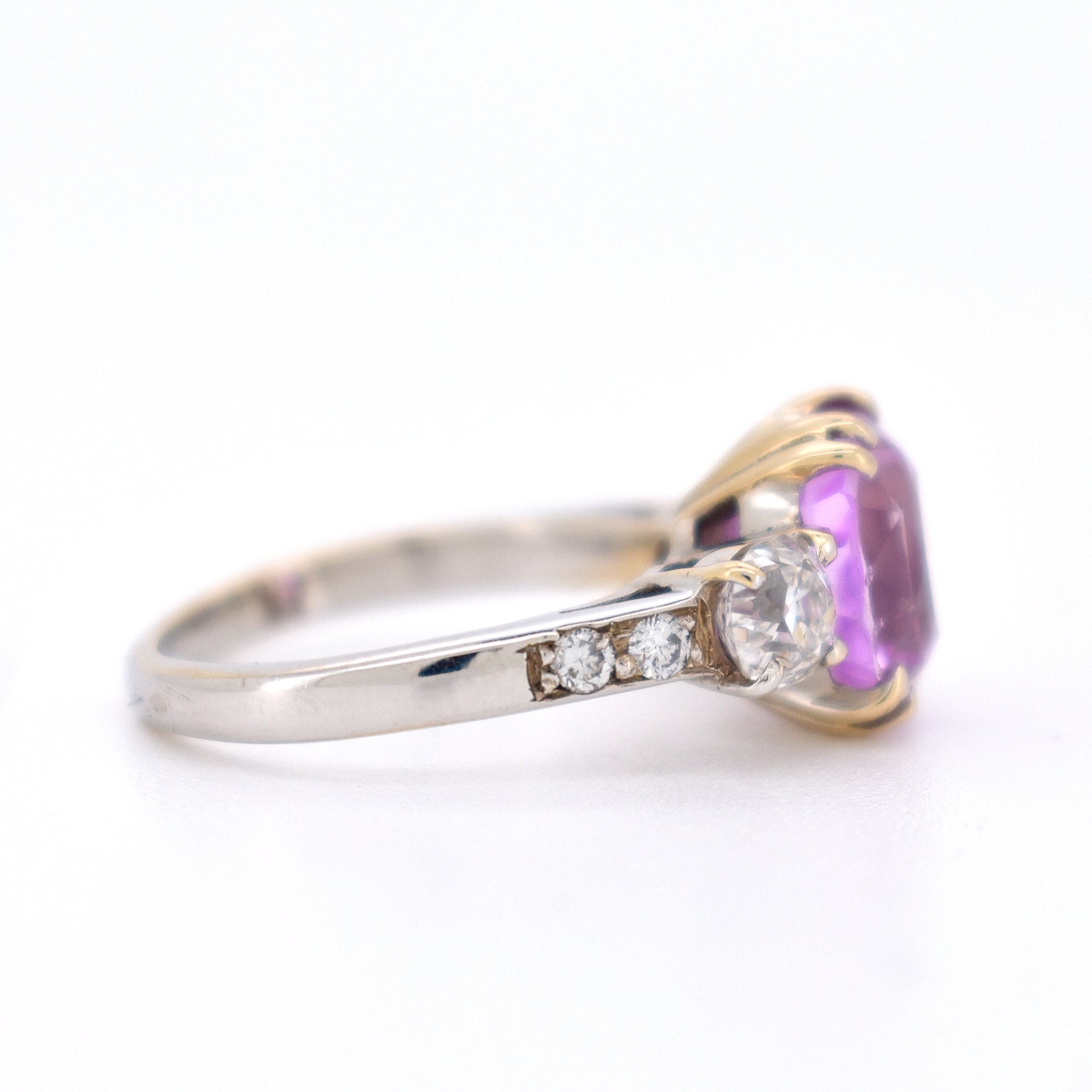 bague trilogie saphir rose diamants (2)