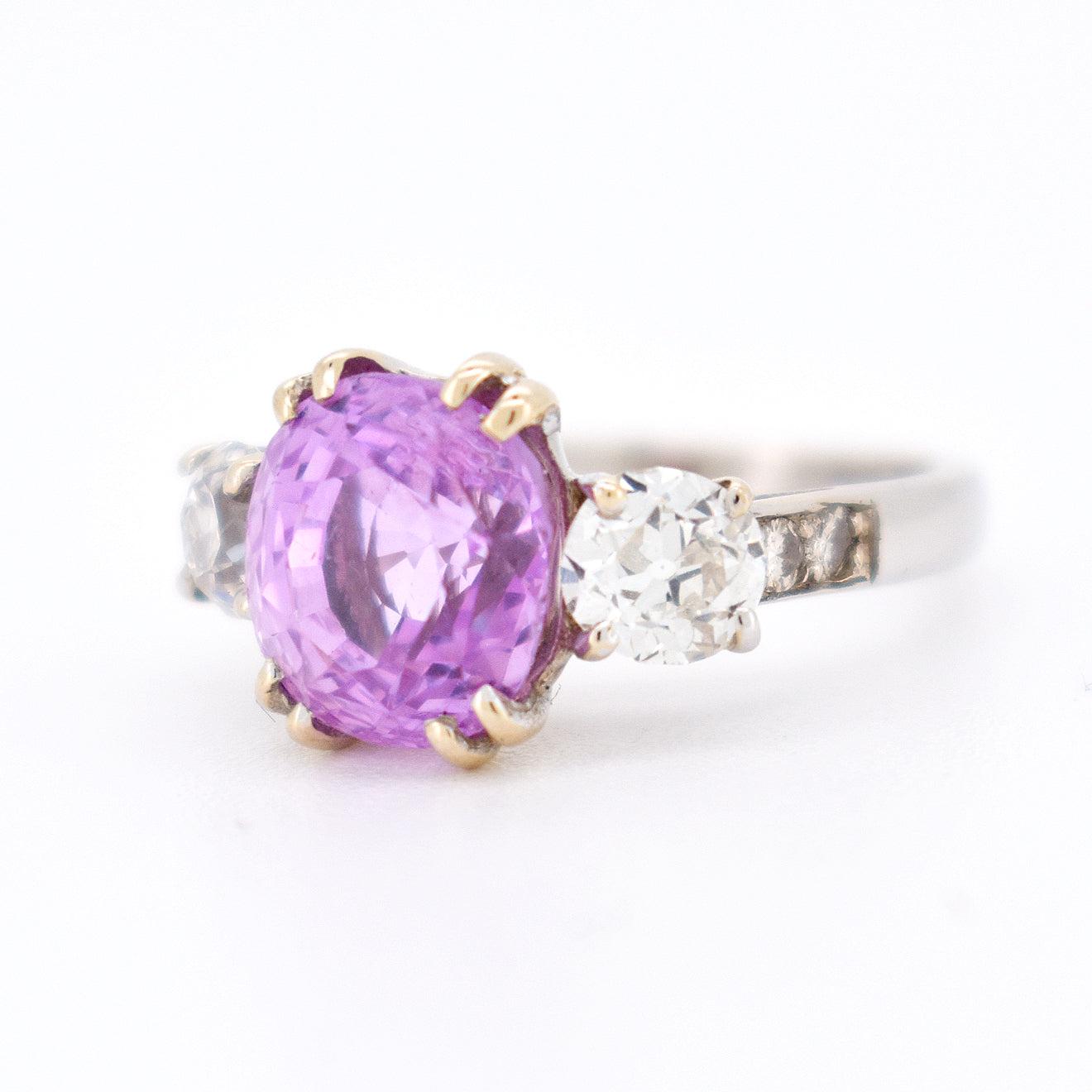 bague trilogie saphir rose diamants (4)