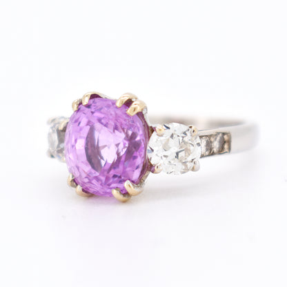 bague trilogie saphir rose diamants (4)