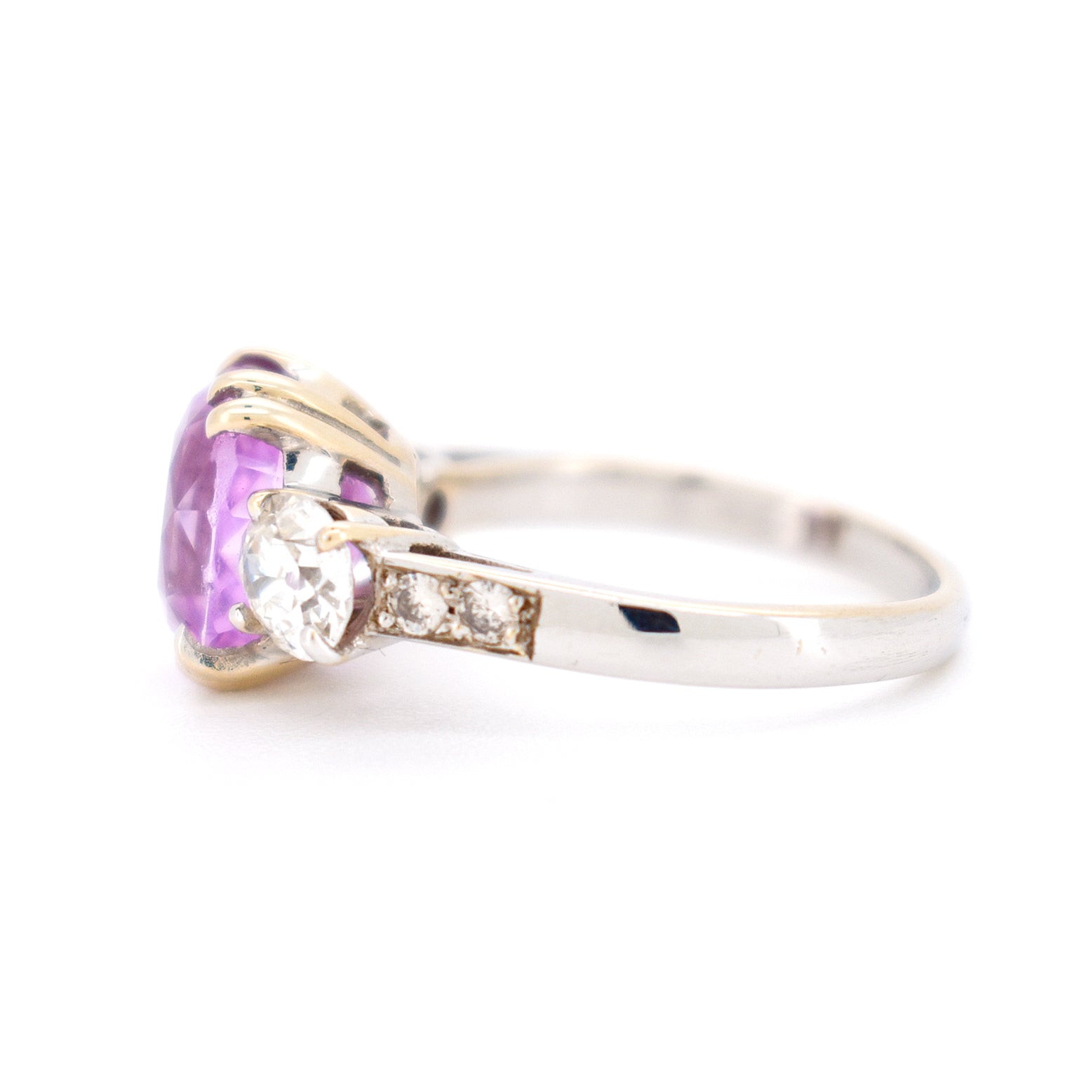 bague trilogie saphir rose diamants (5)