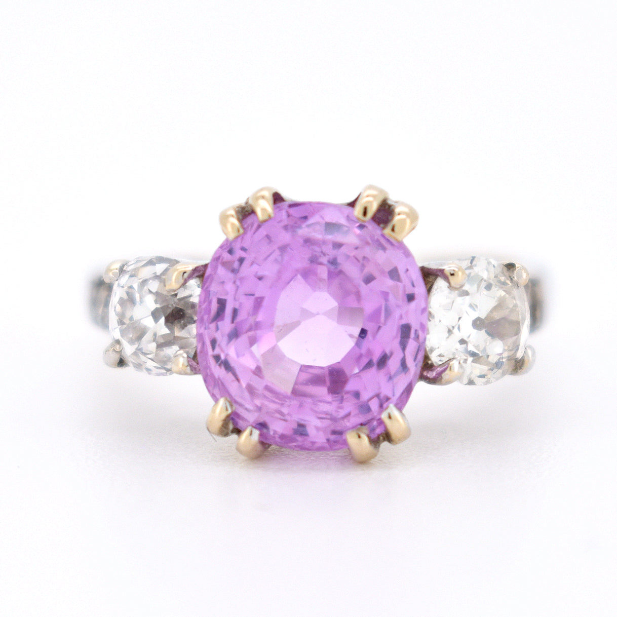 bague trilogie saphir rose diamants