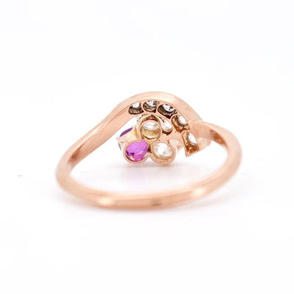 trilogie trèfle ring, belle époque, ruby diamonds