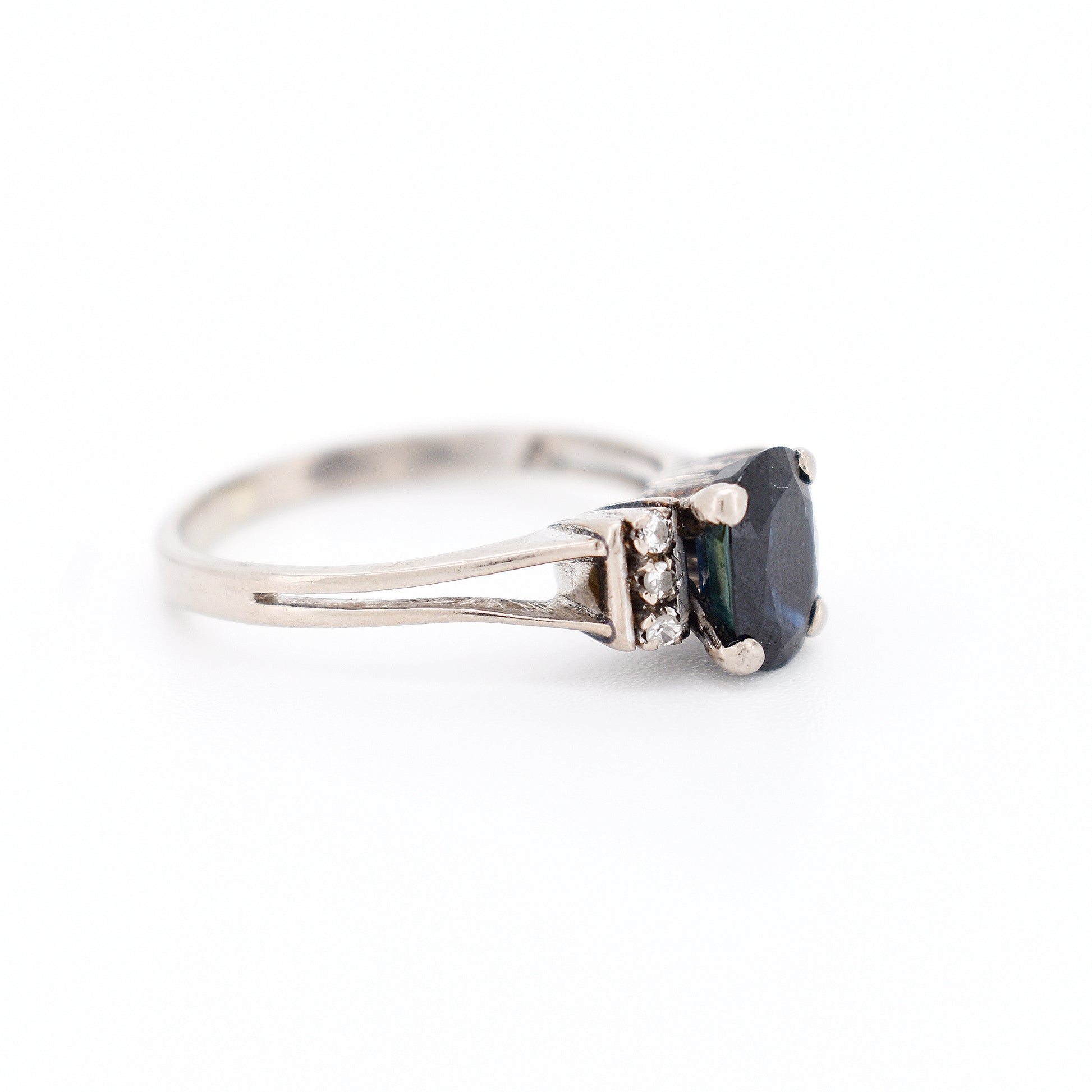 vintage 18-carat gold sapphire and diamond ring, right