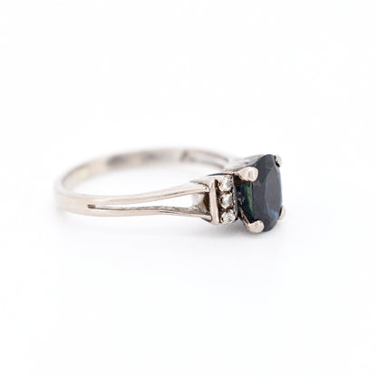 vintage 18-carat gold sapphire and diamond ring, right
