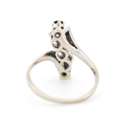 bague vintage or saphirs et diamants style belle époque , de l'arrière