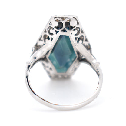 Bague Art Déco Saphir et Diamants  4