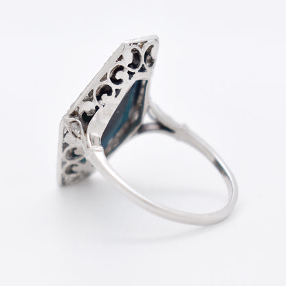 Bague Art Déco Saphir et Diamants  6