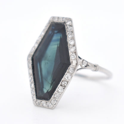 Bague Art Déco Saphir et Diamants  8