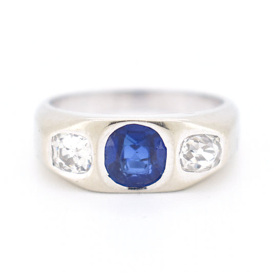 bague saphir diamants face 