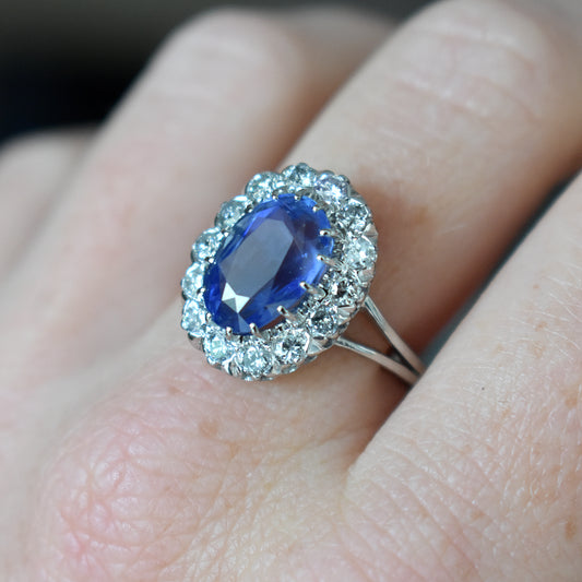 Bague Pompadour Saphir Ceylan et Diamants - Bellerive Jewelry