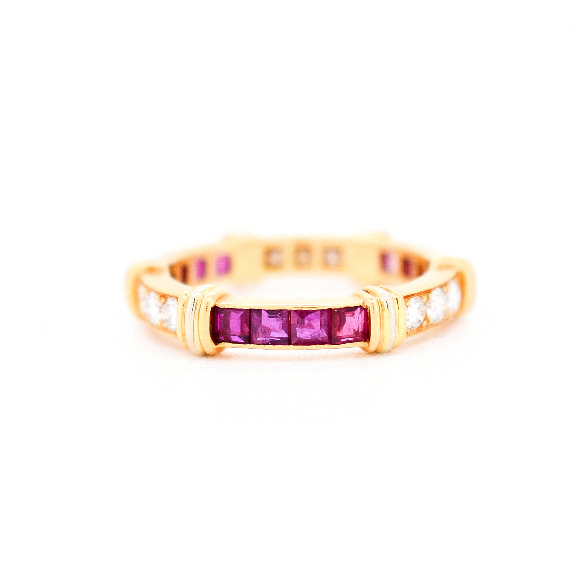 cartier vintage wedding ring contessa 18 carat gold ruby and diamonds, face