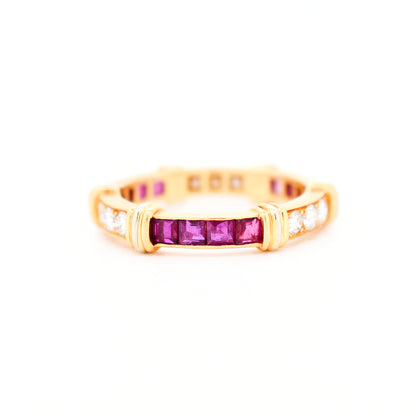 cartier vintage wedding ring contessa 18 carat gold ruby and diamonds, face