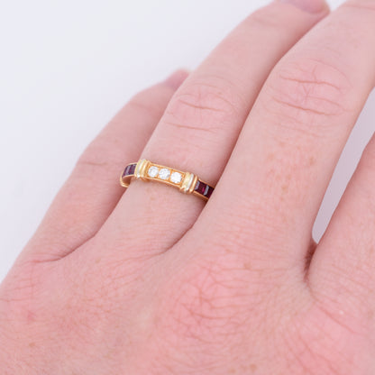 cartier vintage wedding ring contessa 18k gold ruby and diamonds, worn