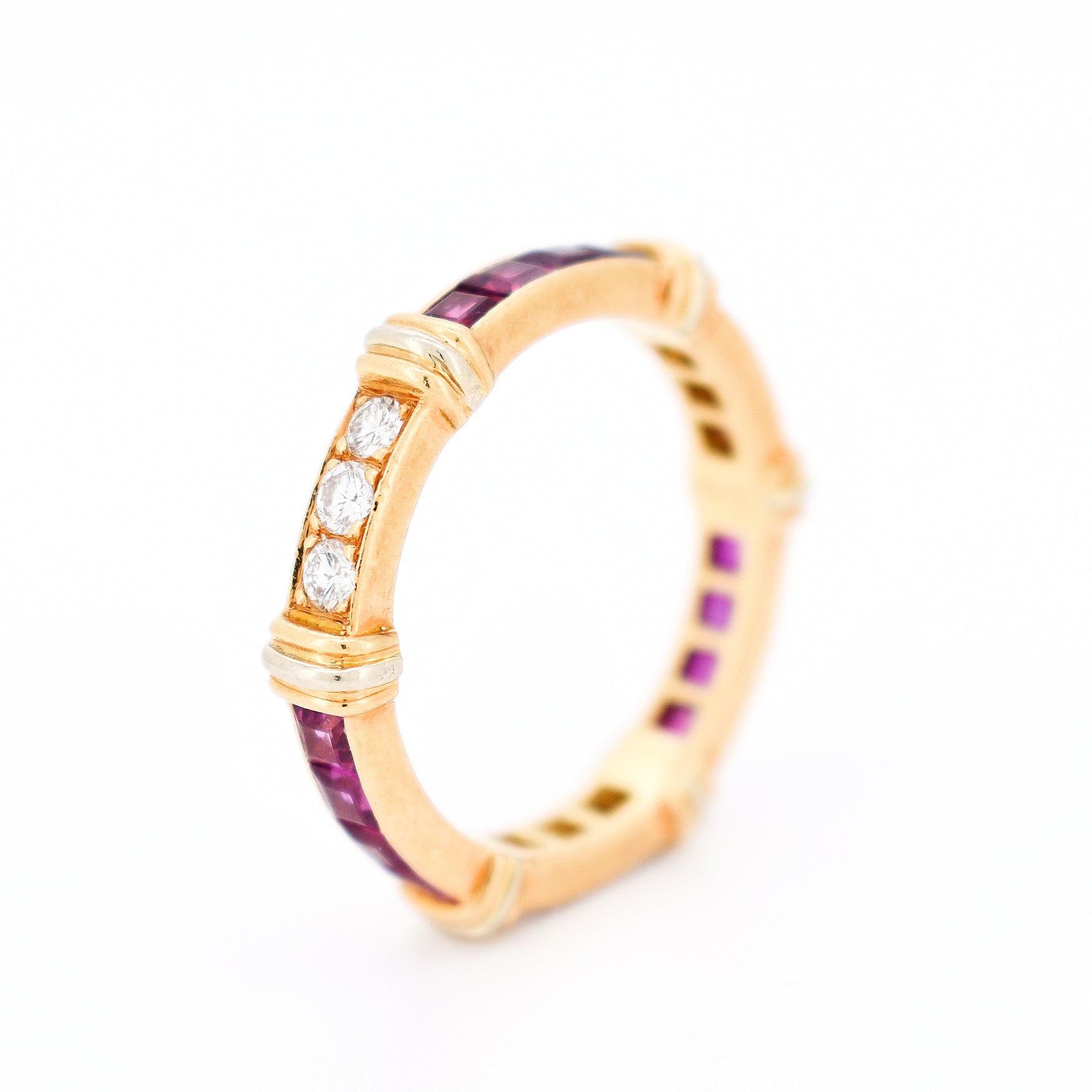 cartier vintage wedding ring contessa 18 carat gold ruby and diamonds, standing 1
