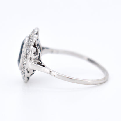 cluster vintage ring sapphire and diamonds left 2