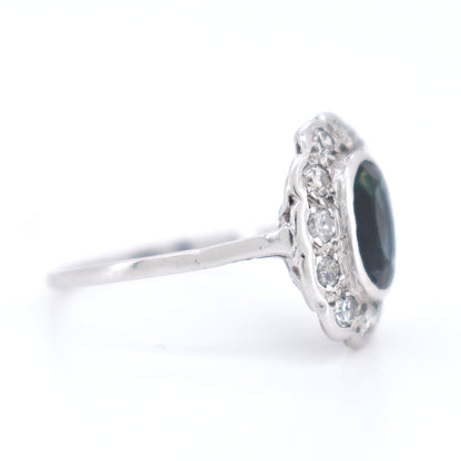 cluster vintage ring sapphire and diamonds right 2