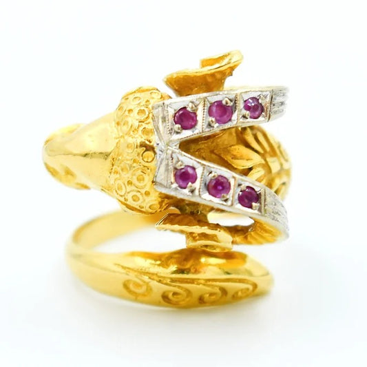 lalaounis bague belier or rubis diamants